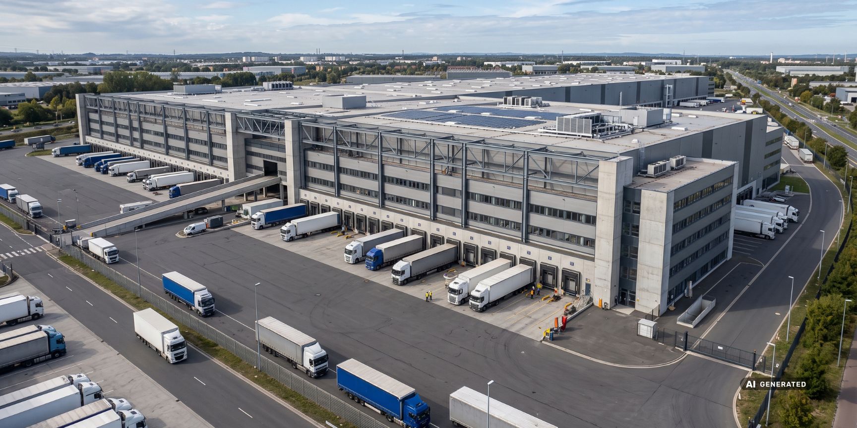 Exterior view of a specialized single-user logistics property with truck ramps that illustrates physical and architectural vendor engagement.